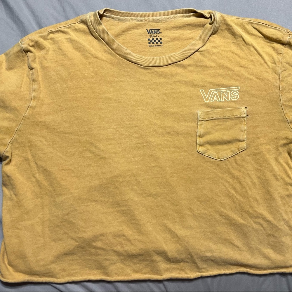 vans crop top with front pocket yellow